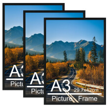 Vasemouh A3 Picture Frame Pack of 3, Black A3 Picture Frame, Wall Hanging for 42cm x 30cm Prints, Artwork, Certificate,Poster