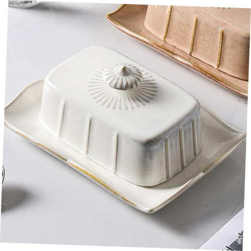 Ceramic Butter Dish with Lid and Handle, HeatResistant NonFading Design for Kitchen and Dining 2