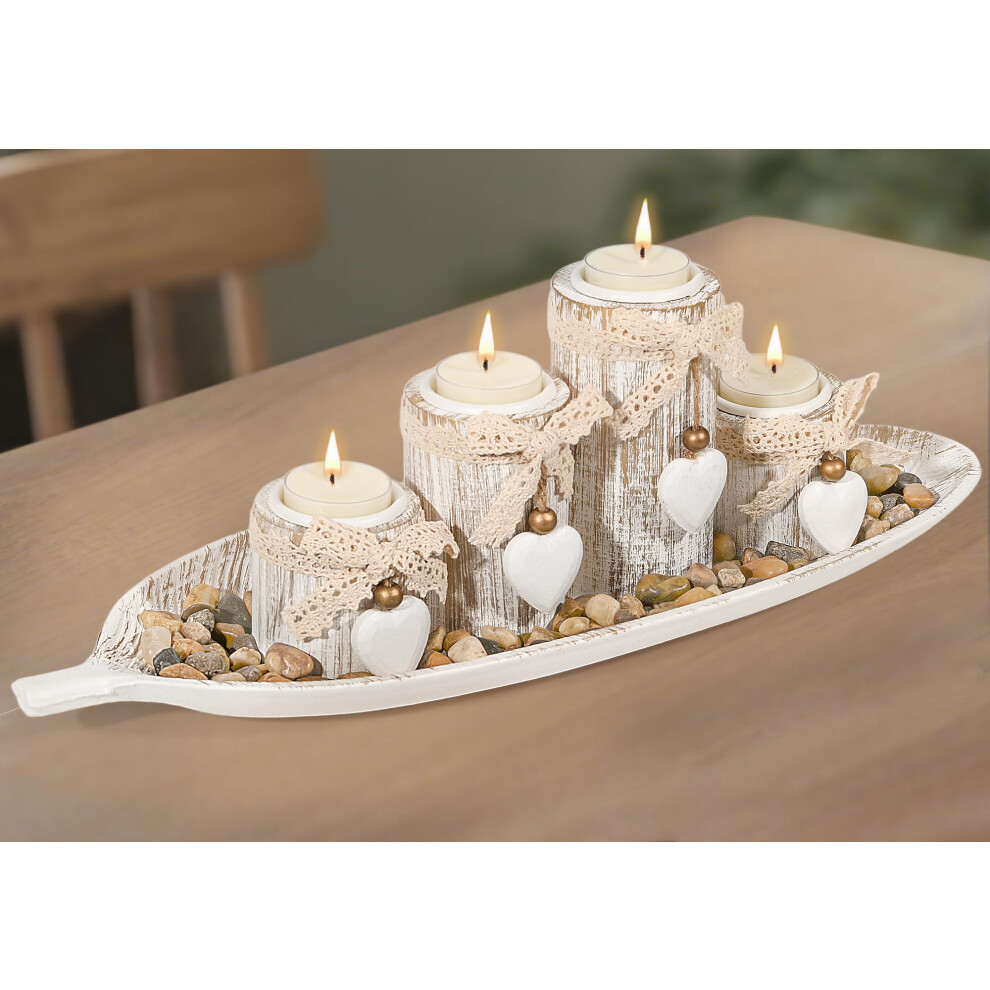 Gomaihe Wooden Candle Holders With Tray : 4-Pcs Tealight Candlestick Set For Dining Table Centrepiece, Ornaments For Living Room Bathroom, House