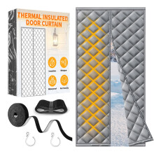 HOFUDON Magnetic Thermal Insulated Door Curtain 90 x 210cm, Heavy Duty Thermal Door Curtain for Winter, Waterproof Windproof No Drill Needed Door