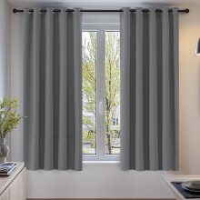 Deconovo Super Soft Thermal Insulated Window Treatment Ring Top Blackout Curtains for Livingroom 66 x 54 Drop Inch Light Grey 2 Panels