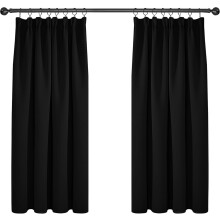 Deconovo Super Soft Black Out Curtains Thermal Insulated Pencil Pleat Blackout Curtains for Living Room 46 x 54 Black 2 Panels