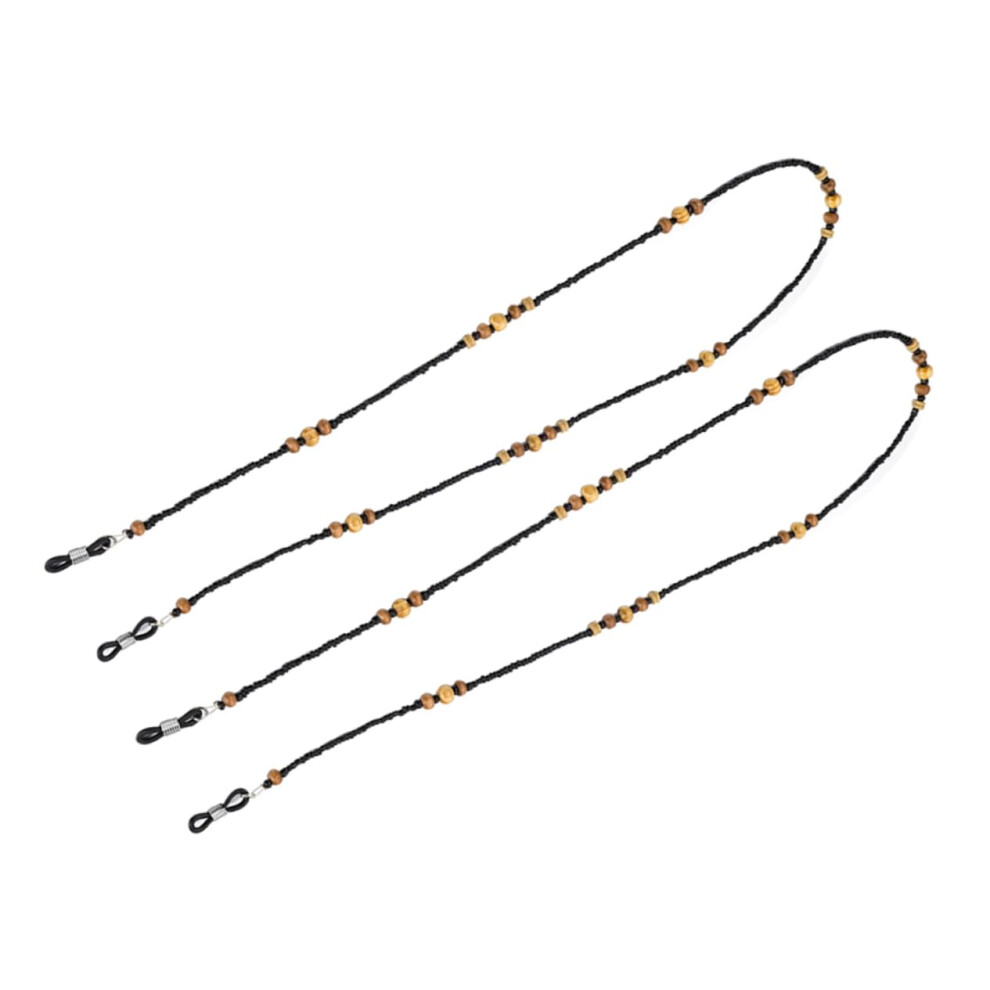 2pcs Wooden Beaded Eyeglass Chain Retro Sunglasses Strap Durable Secure Glasses Holder Accessory