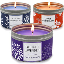 YMing Scented Candles, 120 Hour Long Lasting Aromatherapy Candle, Highly Scented Soy Jar Candle Gift Set - 3 Pack 6.2 Oz, Lavender | Orange Blossom |