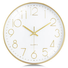Lafocuse 12 Inch Gold Wall Clock Silent Non Ticking with 3D Numerals, Modern Decorative Clocks for Living Room Kitchen Bedrooms Office Home