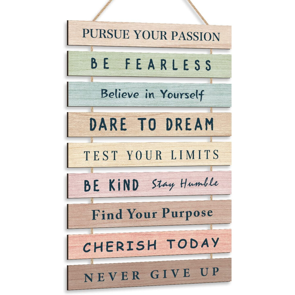 Hpuinb Inspirational Quotes Wall Art,Inspirational Wood Sign,Rainbow Motivational Quote Wall Decor For Nursery,Be Kind Positive Phrases Wall Hpniub