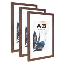 Walnut Wooden Picture Frame A3 with Mat,Set of 3, Mount for A4 Picture or Certificate,Wall Mountable?