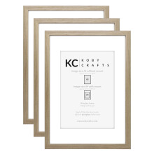 Koby Crafts Pack of 3 Wood Effect Picture Frames for A4 or A3 Images | 3 Pack A3 Wooden Photo Frames | Hang Portrait/Landscape | A3 Posters