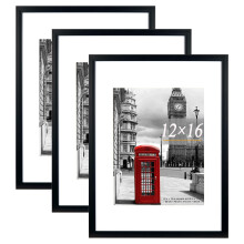Scholar Tree Black Picture Frame 12x16 (30x40cm) with Mount for 8.5x11, Set of 3, 30x40cm Poster Frame,Wall Mountable