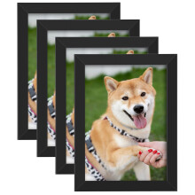 4 Pack Picture Frame, A5 Photo Frames Tabletop and Wall Mounting Picture Frames Small Frame with Window for Portrait Photo Black