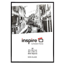 Hampton Frames | Backloader Poster Certificate Photo Frame A2, Black, Acrylic Front, 42x59cm | Rear Loading, Wall Mount, Protective Display for