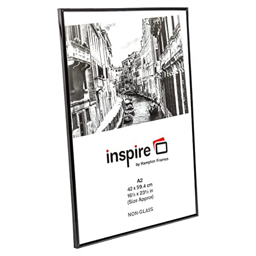 Hampton Frames | Backloader Poster Certificate Photo Frame A2, Black, Acrylic Front, 42x59cm | Rear Loading, Wall Mount, Protective Display for 2
