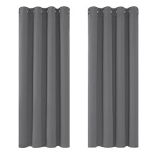 Deconovo Grey Blackout Curtains 46 x 54 Inch Eyelet Super Soft Thermal Insulated Bedroom Blackout Eyelet Curtains for Living Room Light Grey 2 Panels