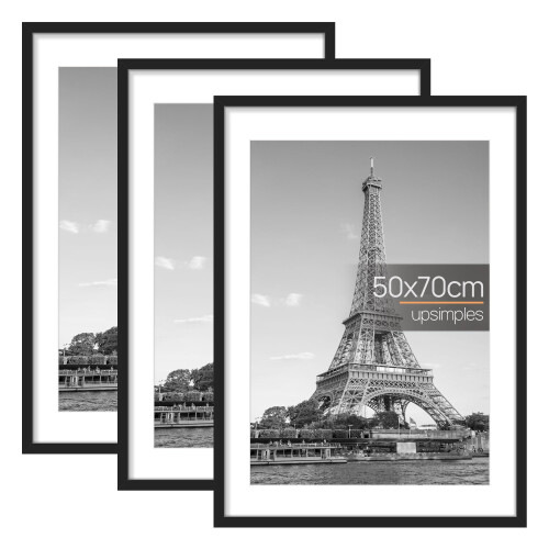upsimples 3 Pack 50x70cm Frame, Black 50 x 70 Frame, Wall Hanging Photo Frames