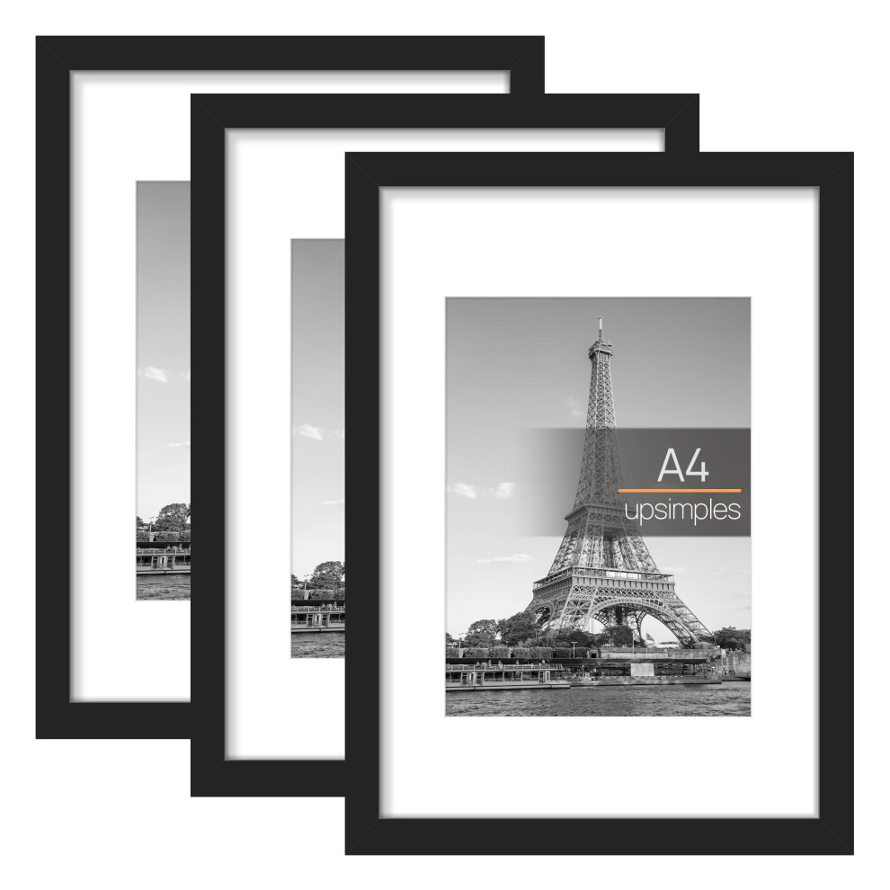 3 Pack A4 Picture Frame, A4 Picture Frames 21 X 29,7 Cm, Frame Wall Hanging Landscape Or Portrait Orientation Black 5051222002735