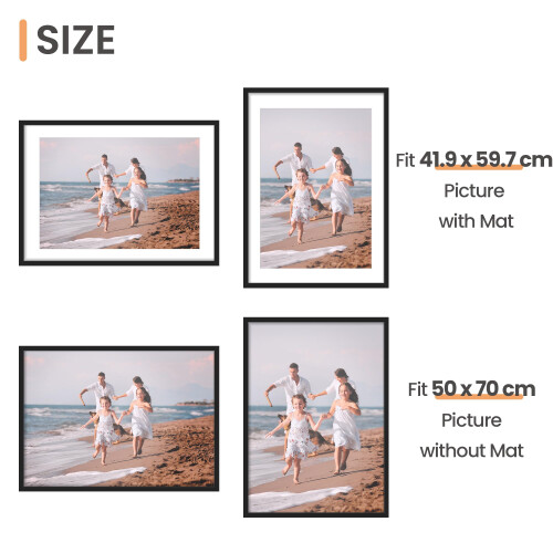 upsimples 3 Pack 50x70cm Frame, Black 50 x 70 Frame, Wall Hanging Photo Frames 2