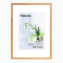 A3 Picture Frame, Solid Oak Wood A3?30x42 cm Photo Frame, A3 Frame with Mount for A4(21x29.7 cm), A3 Poster Documents Certificate Frame with Tempered