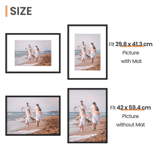 upsimples A2 Picture Frame, 3 Pack Black Photo Frame, A2 Frames 42 x 59,4cm 2