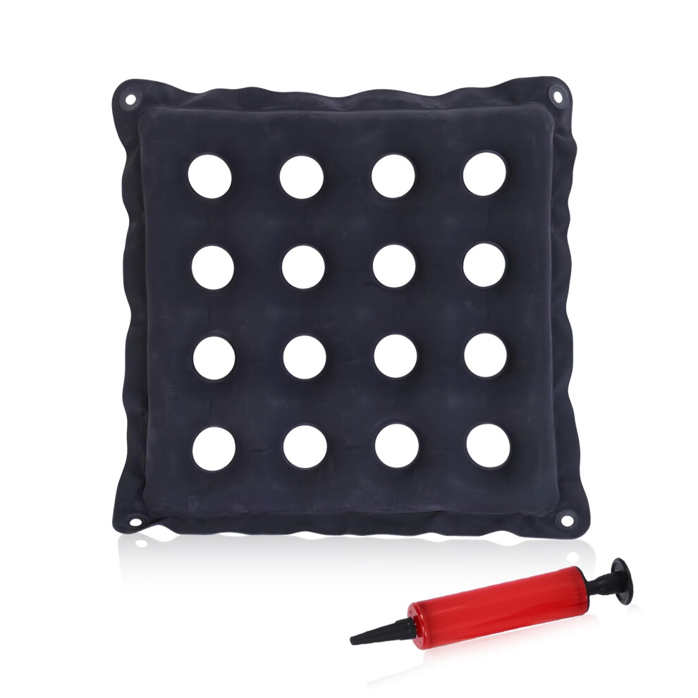 Dhswnng Pressure Relief Cushion For Prevention Sores, Inflatable Cushion 16 Holes Square Pressure Cushions With Pump Seat Air Cushions Pressure Sore