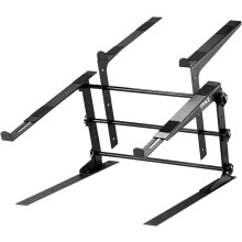 Pyle Portable Dual Laptop Stand, Universal Standing Table with Adjustable Height, Ergonomic Design & Anti-Slip Prongs for DJ Mixer/Sound