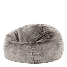 icon Kingston Faux Fur Fluffy Bean Bag, Arctic Grey, Large Adult Bean Bag Chair with Filling Included, Comfy Chair, Living Room Furniture, Bedroom