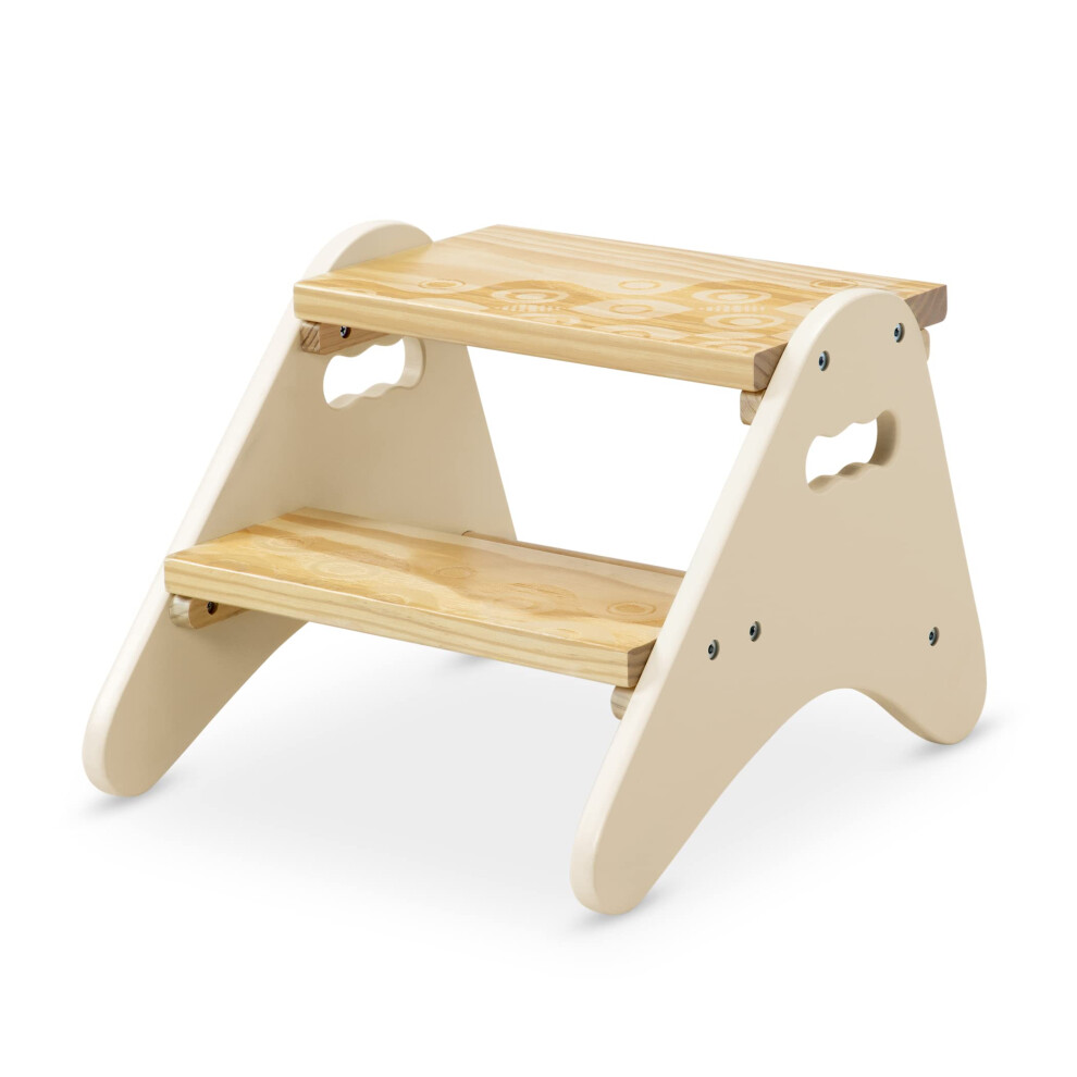B. Toys ? Step Stool For Kids ? Ivory & Wood Stepping Stool ? Furniture For Toddlers ? Peek ? A ? Boost ? 2+ Years