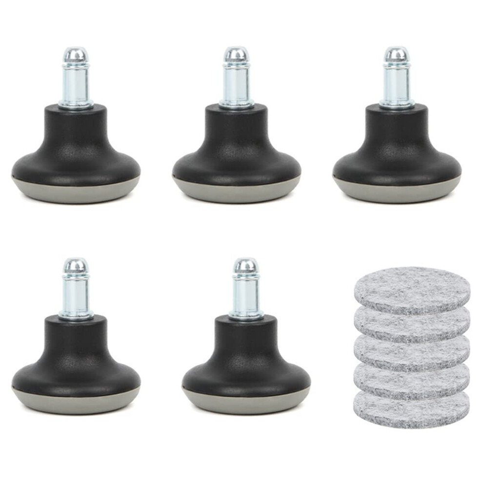 Fororeh 5Pcs Glide Castors, Black Office Chair Swivel Caster Wheels, 2 Inch Bell Glides Replacement Office Chair Wheels Stopper With Felt Pads For 5051222009246