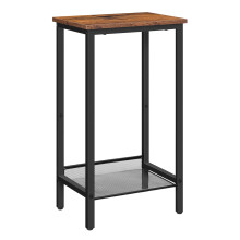 HOOBRO Tall Side Table, Small Hallway Table, Narrow Bedside Table Telephone Table with Adjustable Mesh Shelf, 2-Tier Small Coffee Table for Hallway,