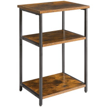 IBUYKE Industrial Side Table,End Table,Nightstand,3-Tier Storage Shelves,Steel Frame,for Hallway,Sofa,Living Room, Bedroom,Rustic Brown, 39 x 29 x
