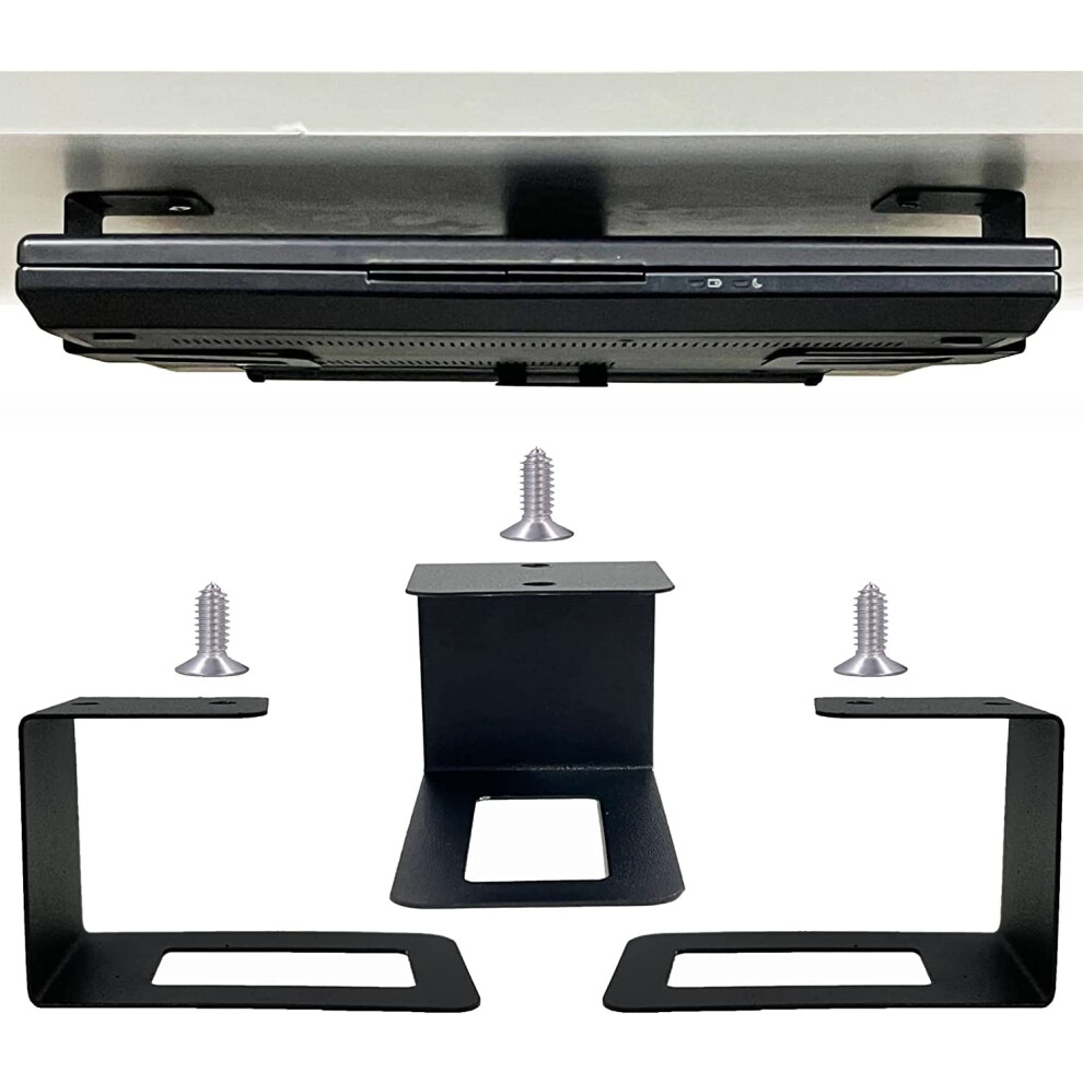 (3) Laptop Holder Under Desk Laptop Mount Organizer Rack Storage Shelf, Add On Under Table Laptops, Keyboard, Routers, Modems, Cable Box, Network 5051222005019
