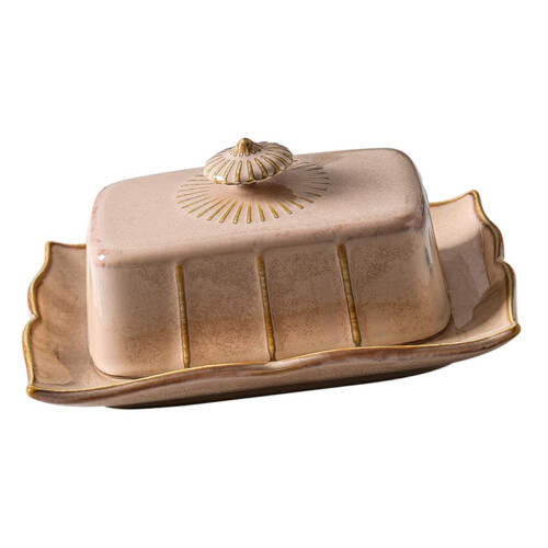 Ceramic Butter Dish with Lid Keeps Butter Fresh Decorative Rectangular Serving Tray for Kitchen