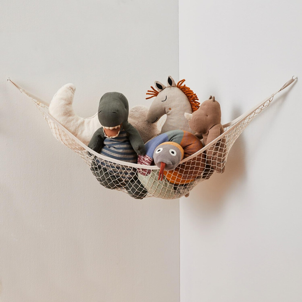 3 Sprouts Large Corner Teddy Hammock - Toy Hammock & Stuffed Animal Storage Net For Children's Bedroom - Soft Cuddly Toy Net