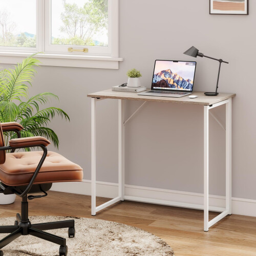 Dripex Dripex Folding Desk Foldable Small Computer Desk Writing Table for Small Place Easy Assembly, Oak 1