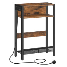 CHOEZON Side Table with Charging Station, Narrow End Table, Slim Nightstand for Small Space, Skinny Beside Table with Storage, for Living Room,
