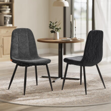 VASAGLE Dining Chair Set of 2, Upholstered Chair, Metal Legs, Adjustable Feet, Easy-Care, Chenille Fabric, PU with Glacier-Inspired Pattern