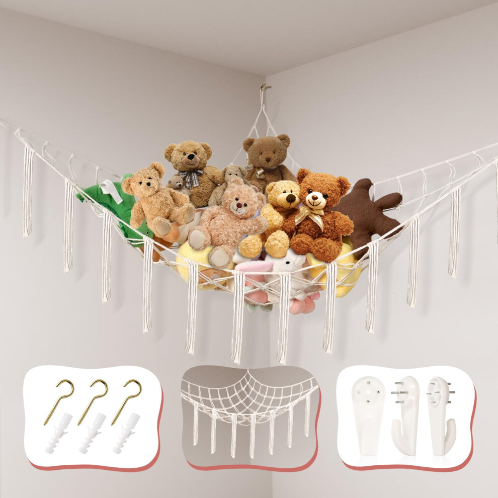 Teddy Hammock Toy Storage Net For Stuffed Animals Teddy Bear Storage Hammock Soft Plush Cuddly Toy Storage Corner Hanging Wall Storage Powkoo