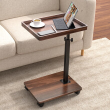 XNSDXV C Shaped Side Table Adjustable Height, 360?Swivel Bedside Tables With Wheels, End Table for Small Spaces, Sofa Side Tables For Living room,