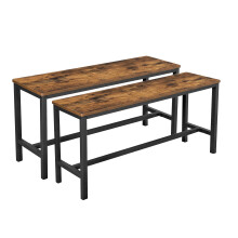 VASAGLE Table Benches, Set of 2, Industrial Style Indoor Benches, 108 x 32.5 x 50 cm, Durable Metal Frame, for Kitchen, Dining Room, Living Room,