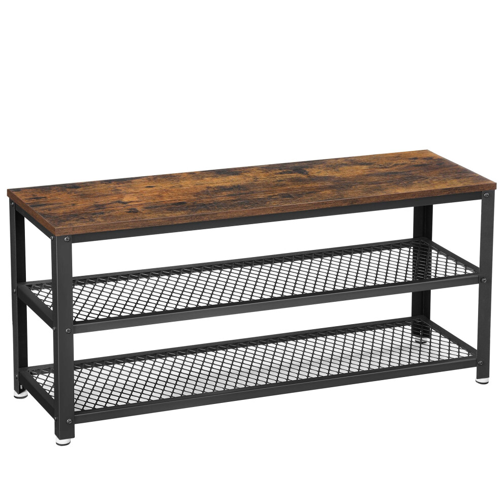 Vasagle Shoe Bench, Shoe Rack With 2 Shelves, Shoe Organiser, 100 X 30 X 45 Cm, Entryway Living Room Hallway, Steel Structure, Industrial Style,