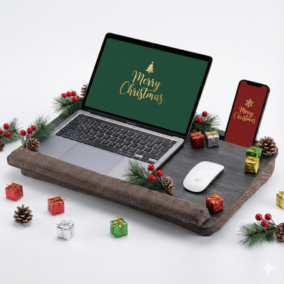 Vigo Wood Laptop Tray For Bed, Lap Desk For Laptop, Stand For Bed, Lap Tray With Cushion, Portable Lap Tray For Home Office Fits Up To 17.3'' Tablet 5051222014899