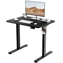 ERGOMAKER Electric Height Adjustable Standing Desk 80x60cm (31.5"x23.6"), Sit Stand Desk with Splicing Top for Home Office (Black Frame + Black