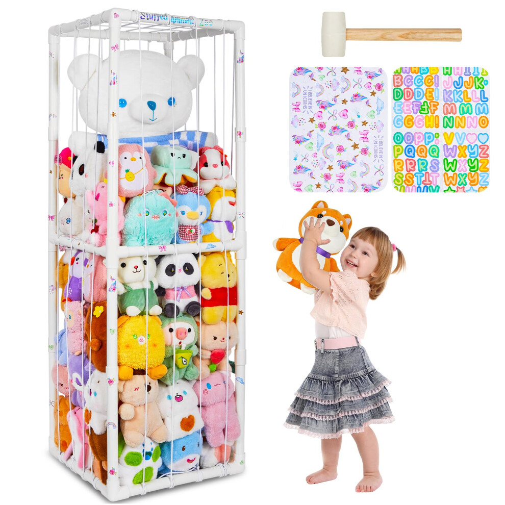 Stuffed Animals Zoo Storage Soft Toy Holder Organiser Large Cuddly Toys Storage Shelf With Elastic Band Stuffed Animals Cage For Nursery Playroom Mhjy