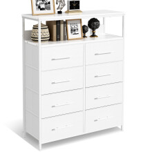 MYGIIVOVO Chest of Drawers, Dresser for Bedroom with 8 Fabric Drawers, Tall Storage Organizer Unit with 2 Layers Shelf, TV Stand with Sturdy Metal