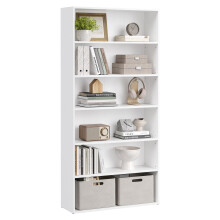 VASAGLE Bookcase, 6-Tier Bookshelf, Open Storage Shelf, Shelving Unit, 24 x 80 x 160.7 cm, for Living Room, Home Office, Dinning Room, Cloud White