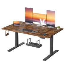 VASAGLE Electric Standing Desk, 140 x 80 cm, USB C Port, Cable Tray, Height Adjustable Desk, Sedentary Reminder, 3 Memory Heights, for Home Office,