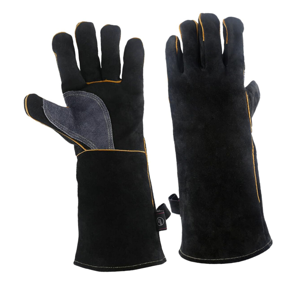 Heat Resistant Leather Gloves Double Layer Cowhide For Bbq Grilling Welding And Cooking 9070919383632