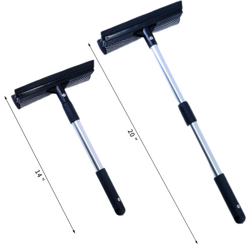 Polyte Window Squeegee for Car Windshields and Window Cleaning Tool, Extendable Aluminum Handle 36-50 cm (Black) 1