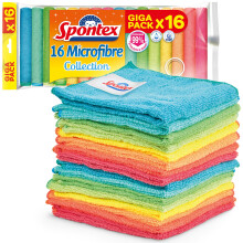 Spontex Microfibre Cloths for Cleaning | 16 Microfibre Collection Cleaning Cloths | For Use as Dusters & Kitchen Towels | 30 x 30cm | Assorted Colours