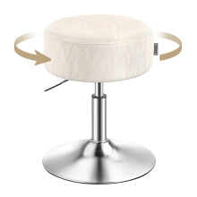 VASAGLE Dressing Table Stool, Height Adjustable Makeup Vanity Stool, 360?Swivel, PU Upholstery, Thick Cushion, for Bedroom, Kitchen, Dining Room,