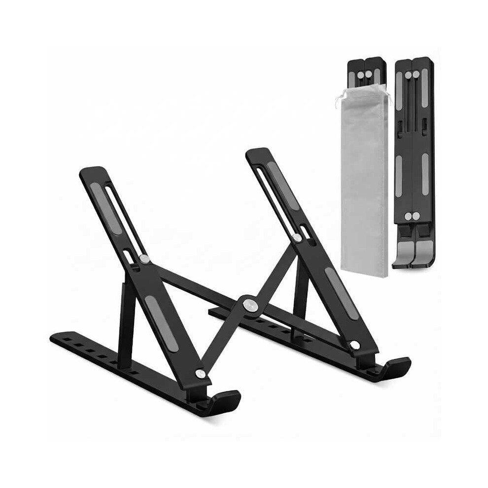 Grandmil Adjustable Laptop Stand For Desk ? Foldable & Portable Abs+Silicone Riser, Ventilated Cooling Holder For 10-17.3? Laptops & Tablets (Black) Black 5051222016435